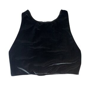 Victoria Sport Emerald Green Velvet Mesh Back Racerback Crop Tank Top Small